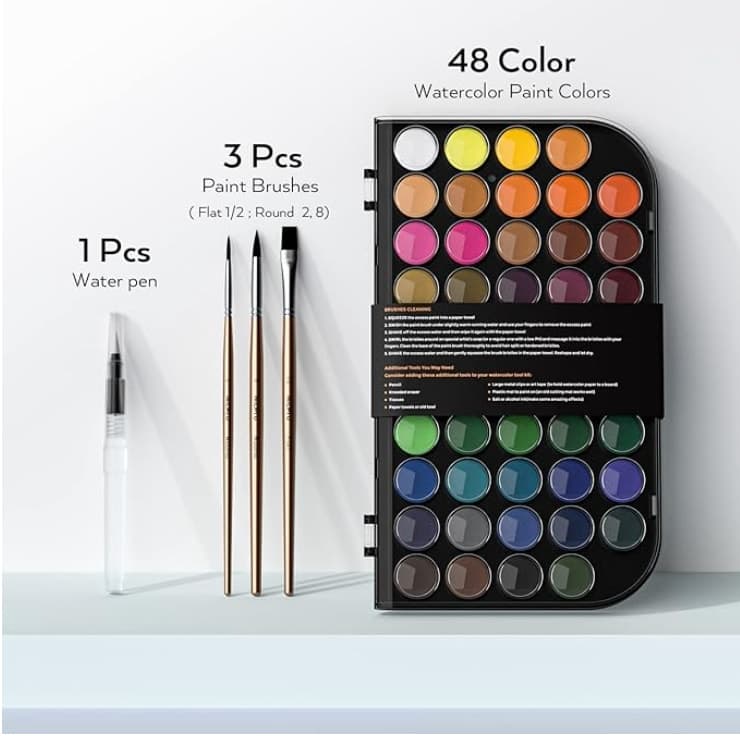 Aquarelle avec pinceaux